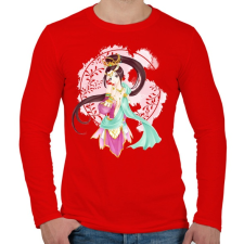 PRINTFASHION quan yin manga - Férfi hosszú ujjú póló - Piros férfi póló