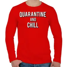 PRINTFASHION Quarantine and Chill - Férfi hosszú ujjú póló - Piros férfi póló
