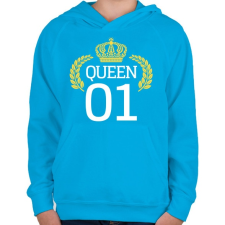 PRINTFASHION QUEEN 01 - Gyerek kapucnis pulóver - Azúrkék gyerek pulóver, kardigán