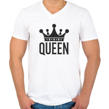 PRINTFASHION QUEEN - Férfi V-nyakú póló - Fehér férfi póló