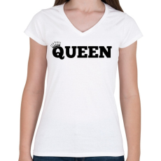 PRINTFASHION Queen  - Női V-nyakú póló - Fehér