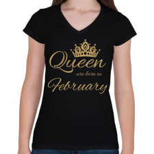 PRINTFASHION Queen  - Női V-nyakú póló - Fekete női póló