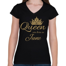 PRINTFASHION Queen  - Női V-nyakú póló - Fekete