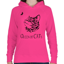 PRINTFASHION queen of cats - Női kapucnis pulóver - Fukszia női pulóver, kardigán