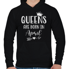 PRINTFASHION QUEENS are born in April - Férfi kapucnis pulóver - Fekete férfi pulóver, kardigán