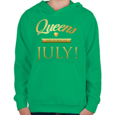 PRINTFASHION Queens are born in. - Gyerek kapucnis pulóver - Zöld gyerek pulóver, kardigán