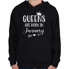 PRINTFASHION QUEENS are born in January - Gyerek kapucnis pulóver - Fekete