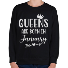 PRINTFASHION QUEENS are born in January - Gyerek pulóver - Fekete