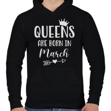 PRINTFASHION QUEENS are born in March - Férfi kapucnis pulóver - Fekete