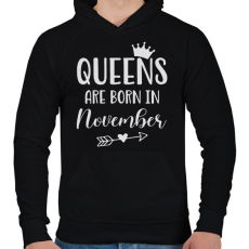 PRINTFASHION QUEENS are born in November - Férfi kapucnis pulóver - Fekete