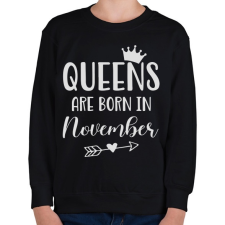 PRINTFASHION QUEENS are born in November - Gyerek pulóver - Fekete gyerek pulóver, kardigán