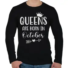 PRINTFASHION QUEENS are born in October - Férfi hosszú ujjú póló - Fekete férfi póló