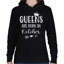 PRINTFASHION QUEENS are born in October - Női kapucnis pulóver - Fekete női pulóver, kardigán