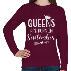 PRINTFASHION QUEENS are born in September - Női pulóver - Bordó