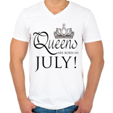 PRINTFASHION Queens - Férfi V-nyakú póló - Fehér férfi póló