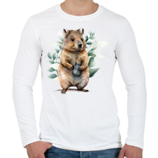 PRINTFASHION Quokka növényekkel - Férfi hosszú ujjú póló - Fehér