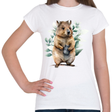 PRINTFASHION Quokka növényekkel - Női póló - Fehér női póló