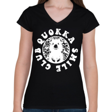 PRINTFASHION Quokka smile club - Női V-nyakú póló - Fekete