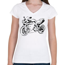 PRINTFASHION R1 - Női V-nyakú póló - Fehér