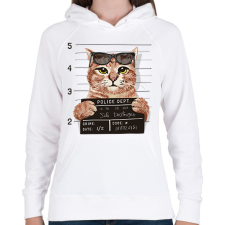 PRINTFASHION Rabosított macska - Női kapucnis pulóver - Fehér női pulóver, kardigán