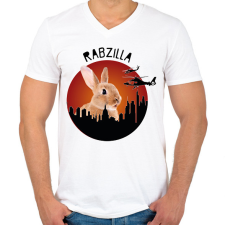 PRINTFASHION Rabzilla - Férfi V-nyakú póló - Fehér férfi póló