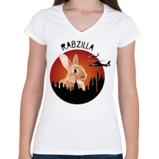 PRINTFASHION Rabzilla - Női V-nyakú póló - Fehér