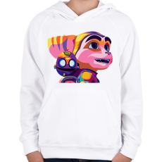PRINTFASHION Rachet and Clank - Gyerek kapucnis pulóver - Fehér
