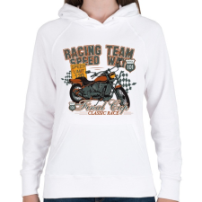 PRINTFASHION racing team - Női kapucnis pulóver - Fehér női pulóver, kardigán