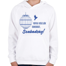 PRINTFASHION Radnóti Miklós - Népek kiáltják sorsodat - Gyerek kapucnis pulóver - Fehér