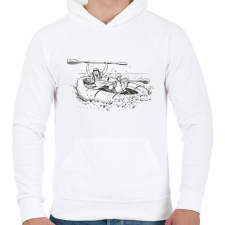 PRINTFASHION Rafting - Férfi kapucnis pulóver - Fehér férfi pulóver, kardigán