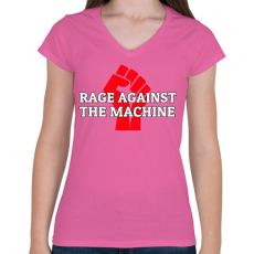 PRINTFASHION Rage against - Női V-nyakú póló - Rózsaszín