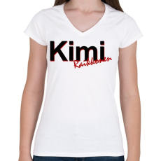 PRINTFASHION Raikkonen - Női V-nyakú póló - Fehér