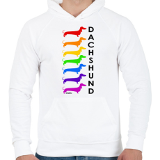 PRINTFASHION Rainbow dachshund - Férfi kapucnis pulóver - Fehér
