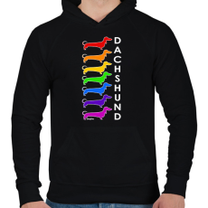 PRINTFASHION Rainbow dachshund - Férfi kapucnis pulóver - Fekete