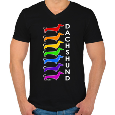 PRINTFASHION Rainbow dachshund - Férfi V-nyakú póló - Fekete