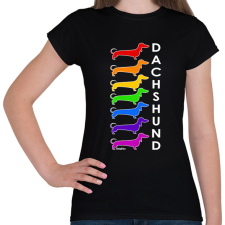 PRINTFASHION Rainbow dachshund - Női póló - Fekete női póló