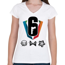 PRINTFASHION Rainbow Six - Női V-nyakú póló - Fehér női póló