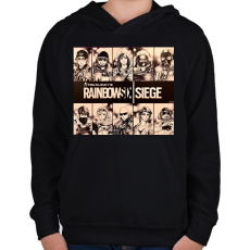 PRINTFASHION Rainbow six siege - Gyerek kapucnis pulóver - Fekete