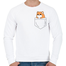 PRINTFASHION Rajzolt hörcsög zsebben - Férfi pulóver - Fehér férfi pulóver, kardigán