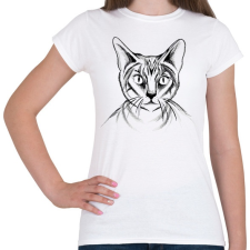 PRINTFASHION Rajzolt macska - Női póló - Fehér női póló