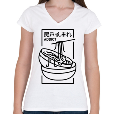 PRINTFASHION Ramen függő - Női V-nyakú póló - Fehér
