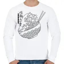 PRINTFASHION Ramen hullám - Férfi pulóver - Fehér férfi pulóver, kardigán