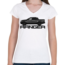 PRINTFASHION Ranger - Női V-nyakú póló - Fehér női póló