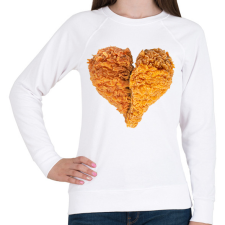 PRINTFASHION Rántott csirkecomb szív - Női pulóver - Fehér női pulóver, kardigán
