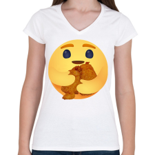 PRINTFASHION Rántott hús - Női V-nyakú póló - Fehér női póló