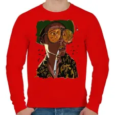 PRINTFASHION Raoul Duke - Férfi pulóver - Piros férfi pulóver, kardigán
