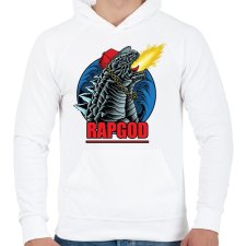 PRINTFASHION Rap god Godzilla  - Férfi kapucnis pulóver - Fehér férfi pulóver, kardigán