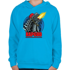 PRINTFASHION Rap god Godzilla  - Gyerek kapucnis pulóver - Azúrkék gyerek pulóver, kardigán
