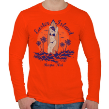 PRINTFASHION Rapa Nui - Férfi hosszú ujjú póló - Narancs férfi póló