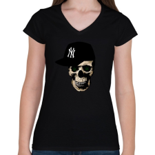 PRINTFASHION rapper skull - Női V-nyakú póló - Fekete női póló